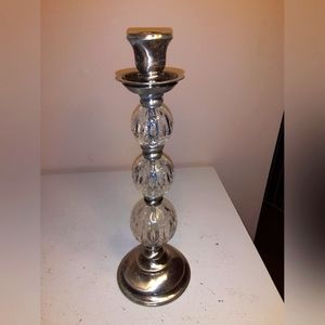 Crystal glass and metal candlestick holder